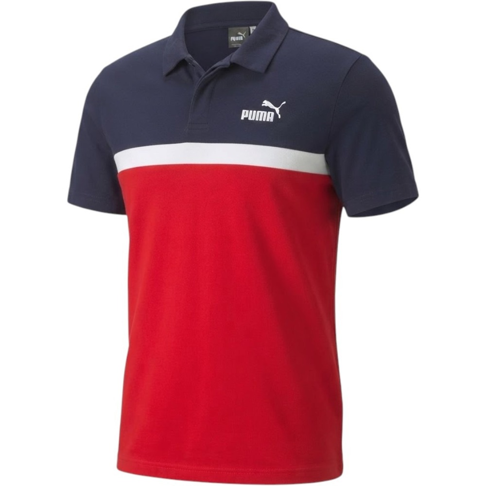 Puma Mens XXL Polo Shirt Navy Blue Red White Colorblock Short Sleeve 852423-12